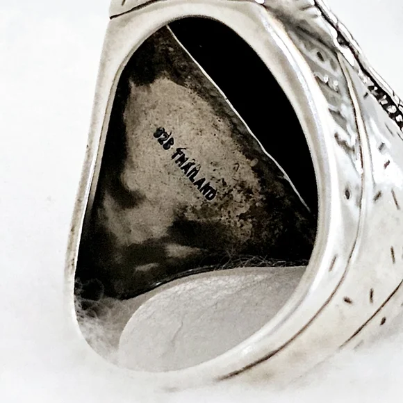 RARE Silpada Sterling Silver Onyx 'Black Tie' Cigar Ring R2891 Size 11.25